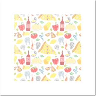 Italian food pattern. Seamless italian food background Posters and Art